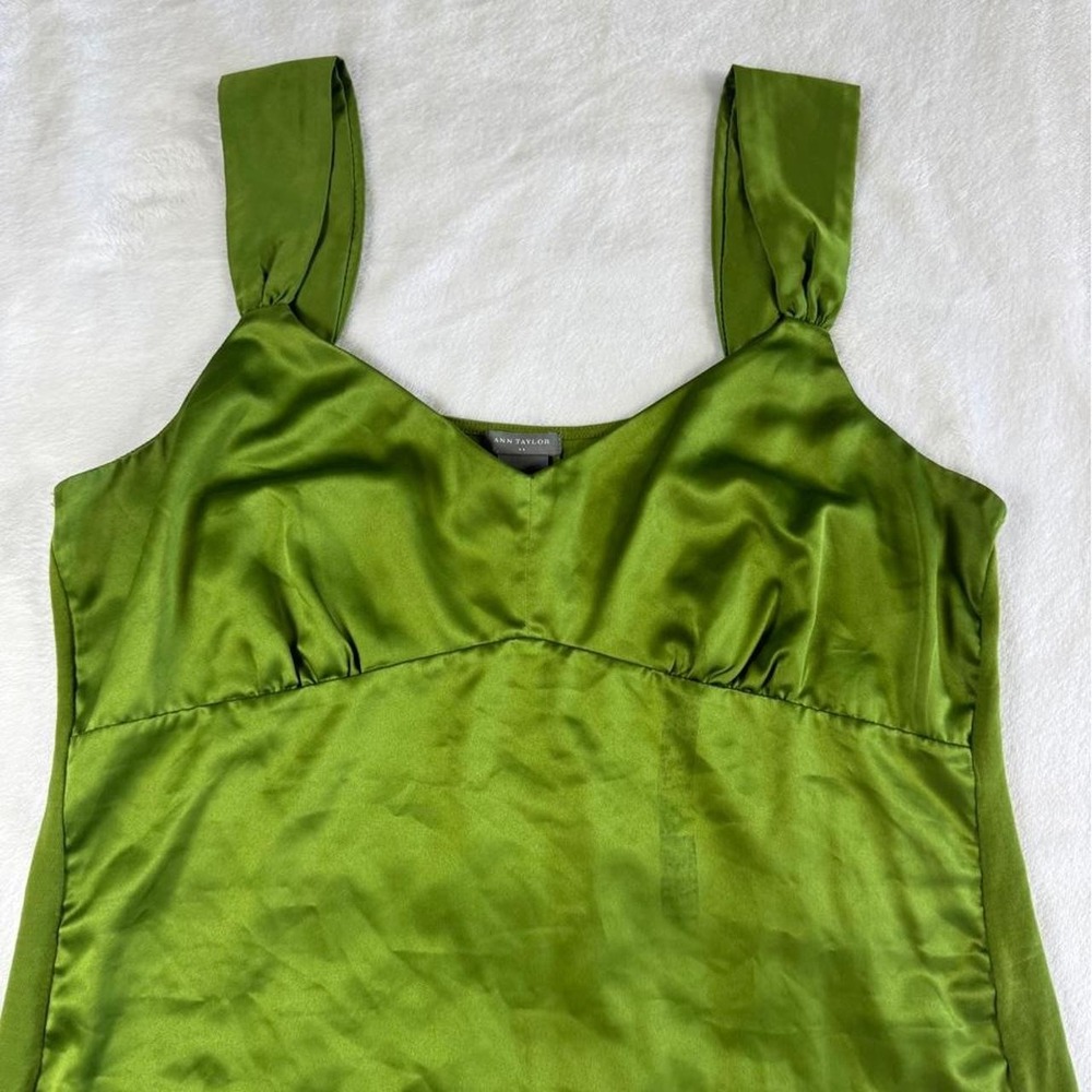 Ann Taylor green silk babydoll fairy tank top y2k vintage euro - Picture 2 of 6